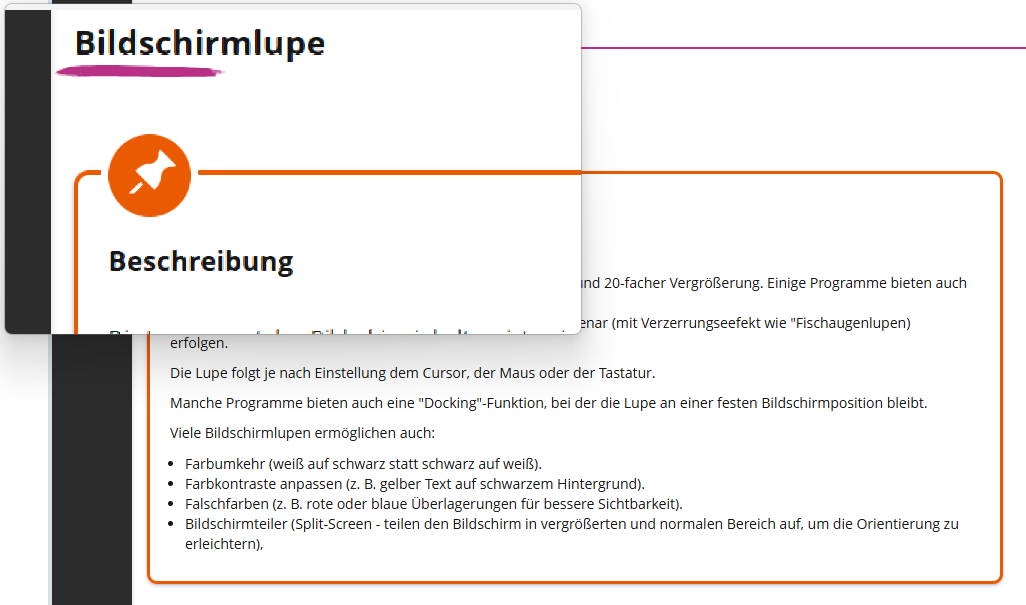 Beispielbild Darstellung mit Bildschirmlupe